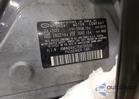 2024 Hyundai Ioniq 6 Se z USA, uszkodzony, nr VIN KMHM24AC7RA056533